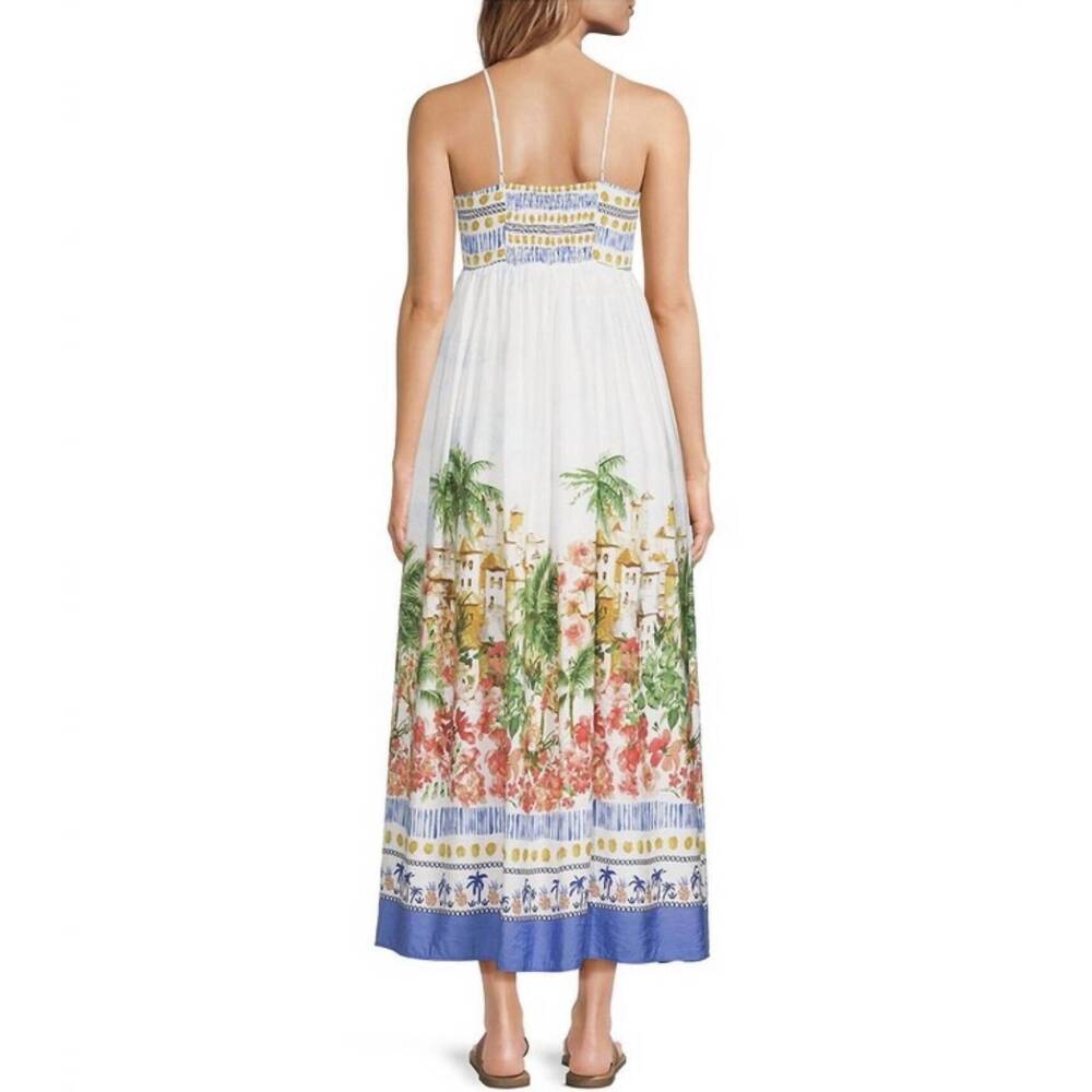 NEW SKIES ARE BLUE tropical scenic print midi dress in blue multi - Picture 3 of 3